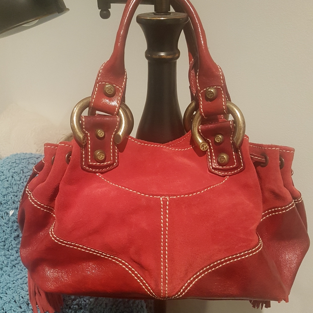 Francesco Biasia red suede/leather purse